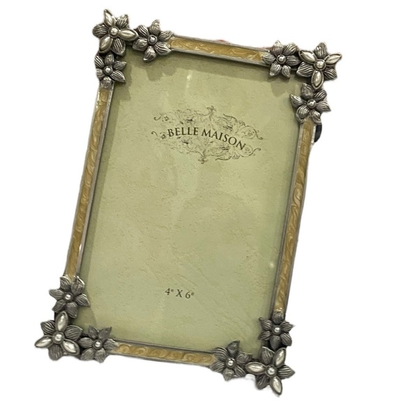 Belle Maison Art Nouveau Enamel Frame w/ Flowers & Pearl Inlays 4x6” Beautiful! - Picture 6 of 15